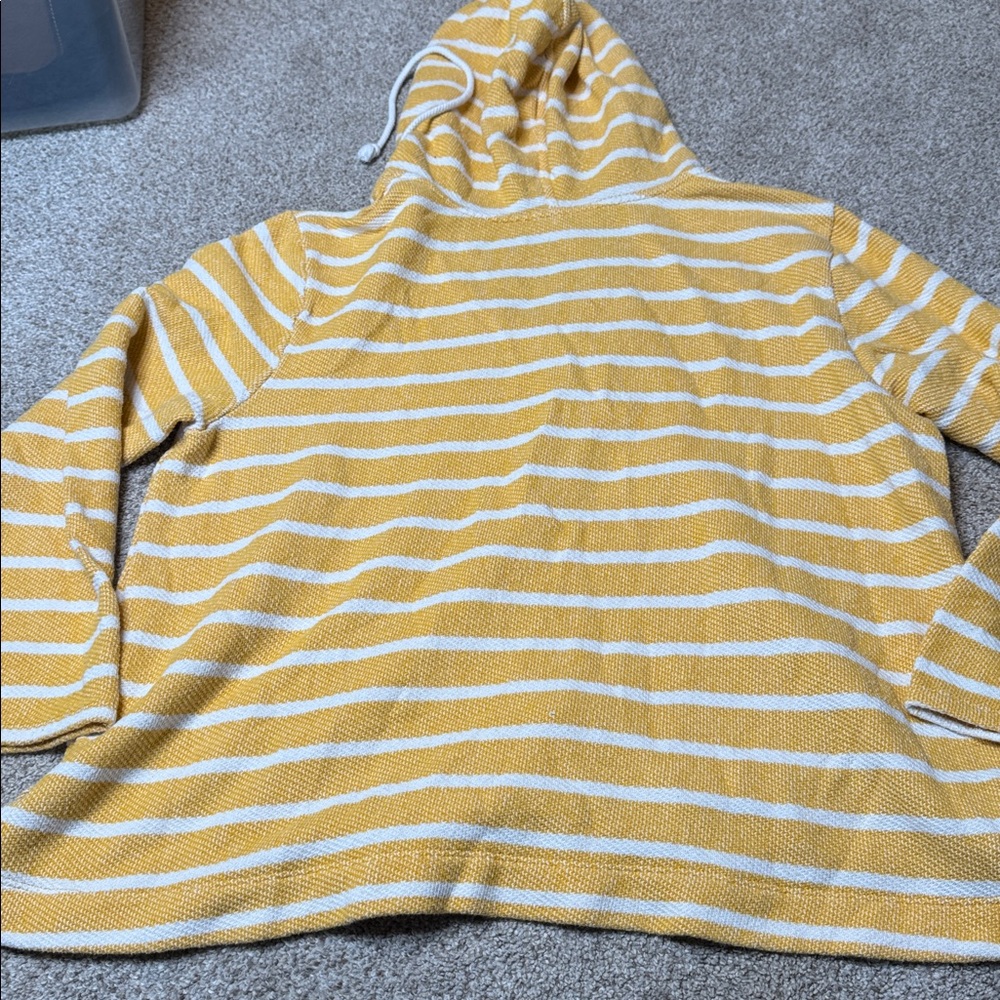Old Navy Cali Striped Baja Hoodie Yellow White Lightweight Pullover XL - Picture 13 of 13